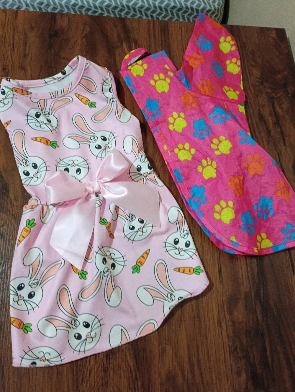 Dog Size Small Raincoat and Bunny Dress